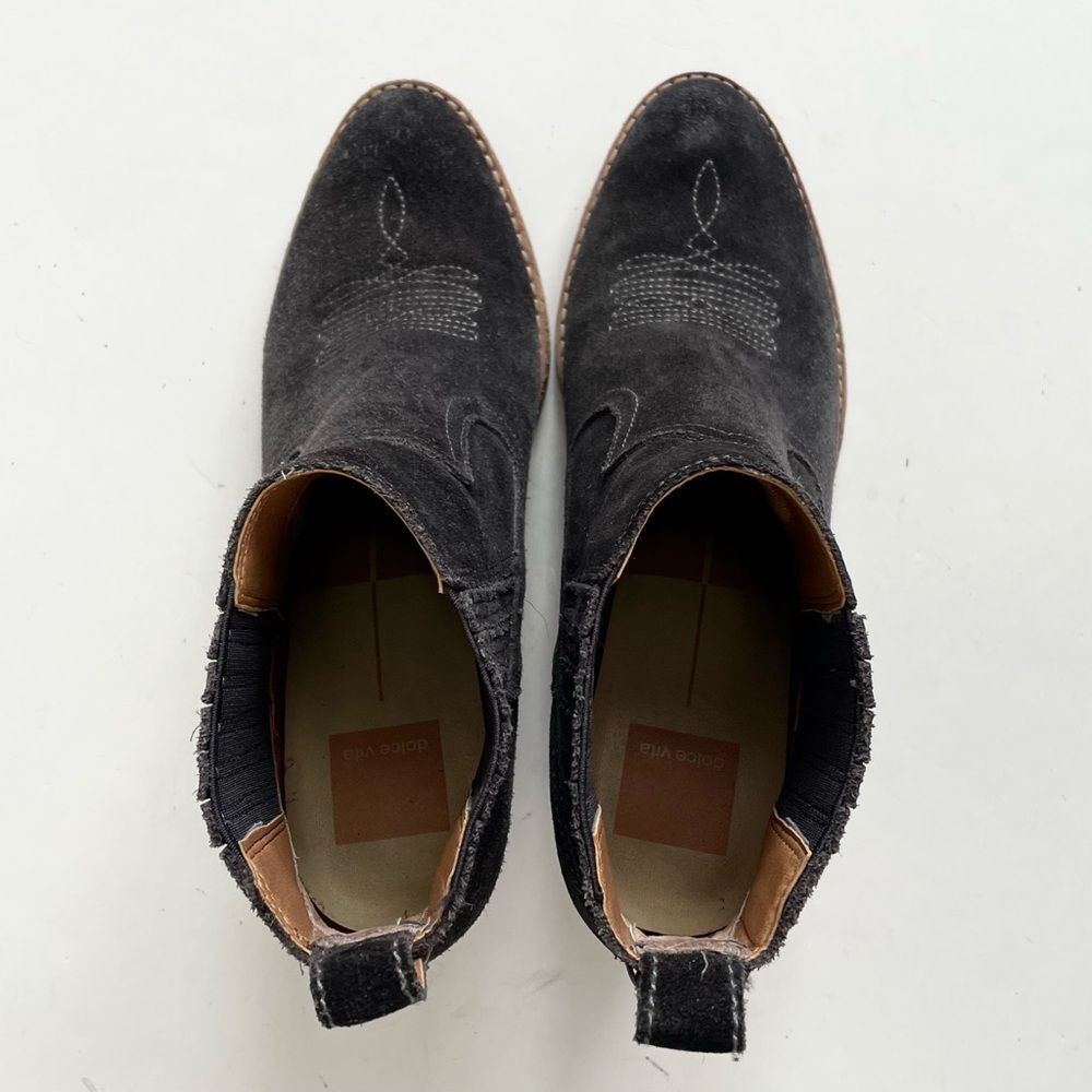 Dolce Vita Jones Suede Booties 8.5 Western Stitched Bohemian Neutral Casual Grey - Picture 7 of 12